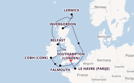 Britse Eilanden vanaf Southampton (Londen), Engeland met de Majestic Princess