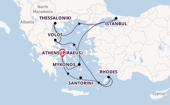 Eastern Mediterranean from Athens (Piraeus), Greece with the Silver Spirit