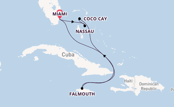 Caribbean from Miami, Florida, USA with the Allure of the Seas