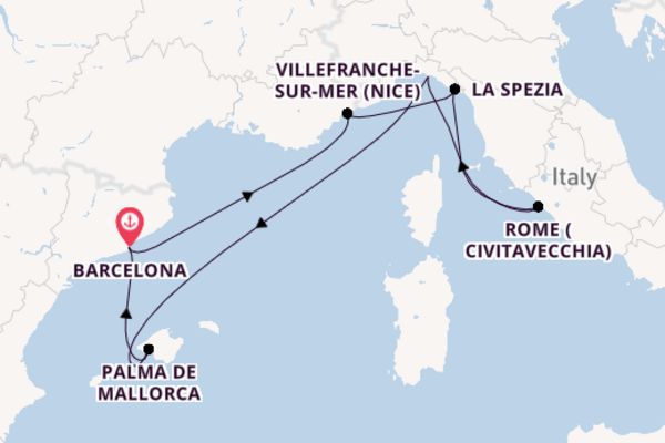 Western Mediterranean from Barcelona, Spain with the Celebrity Ascent