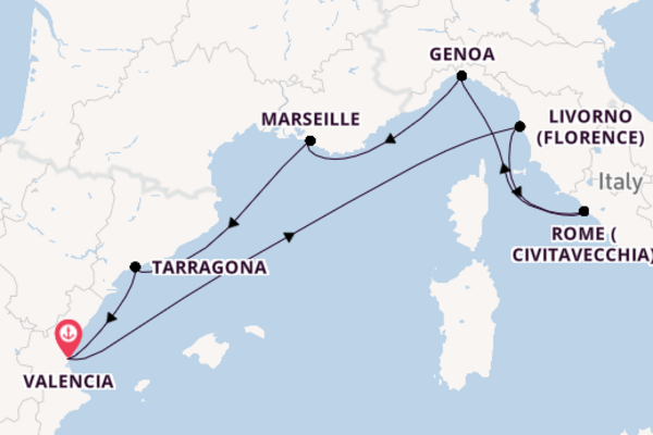 Western Mediterranean from Valencia, Spain with the MSC Splendida