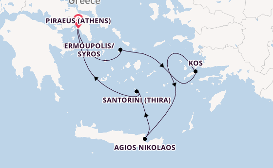 Eastern Mediterranean from Piraeus (Athens), Greece with the Balmoral