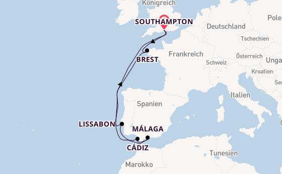 England ab Southampton, Großbritannien auf der MSC Meraviglia
