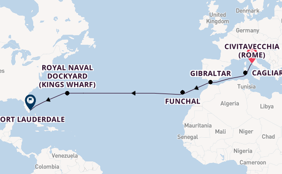 trans-Atlantisch vanaf Civitavecchia (Rome), Italië met de Celebrity Ascent