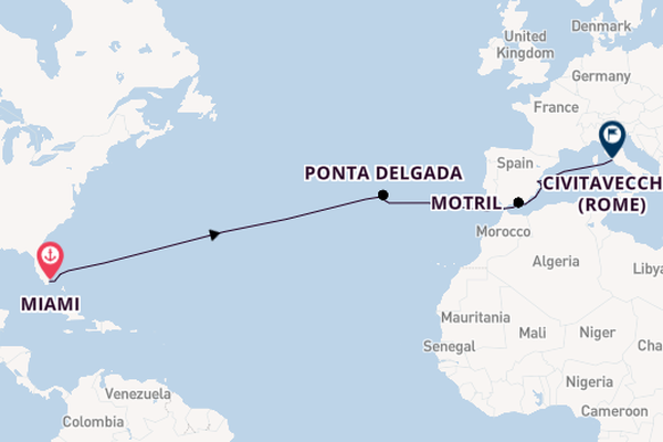 trans-Atlantisch vanaf Miami, Verenigde Staten met de Norwegian Viva