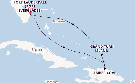 Caribbean from Fort Lauderdale (Port Everglades), Florida, USA with the Emerald Princess