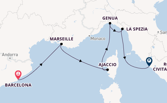 Westliches Mittelmeer ab Barcelona, Spanien auf der Sun Princess