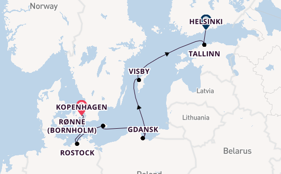 Oostzee vanaf Kopenhagen, Denemarken met de Regal Princess