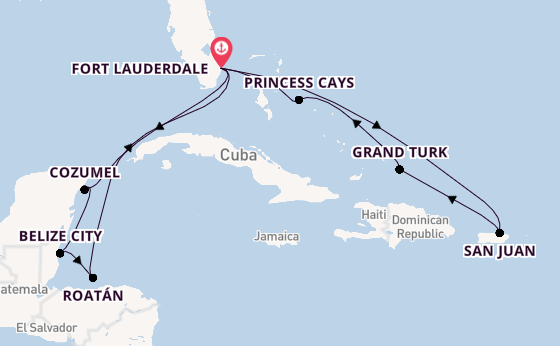 Caribbean vanaf Fort Lauderdale, Verenigde Staten met de Sun Princess