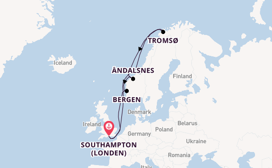 Noorwegen vanaf Southampton (Londen), Engeland met de Queen Mary 2