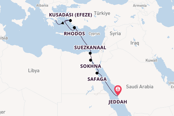 Oostelijke Middellandse Zee vanaf Jeddah, Saudi-Arabië met de EXPLORA II