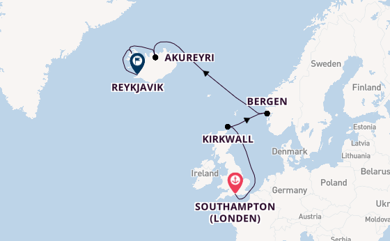 Arctica vanaf Southampton (Londen), Engeland met de Norwegian Star