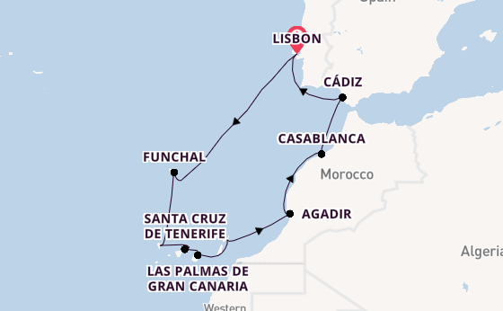 Canary Islands from Lisbon, Portugal with the Seven Seas Prestige