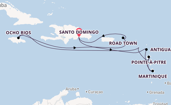 Caribbean from Santo Domingo, Dominican Republic with the Costa Serena