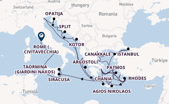 Eastern Mediterranean from Athens (Piraeus), Greece with the Azamara Onward