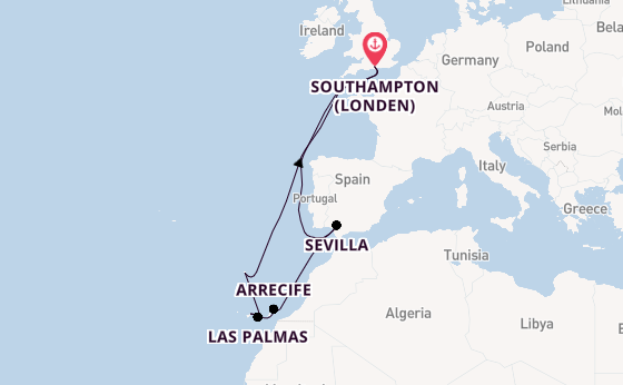 Canarische Eilanden vanaf Southampton (Londen), Engeland met de Queen Victoria