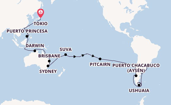 Transpazifik ab Tokio, Japan auf der Costa Serena
