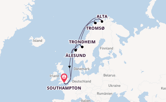Norwegen ab Southampton, Großbritannien auf der Sky Princess