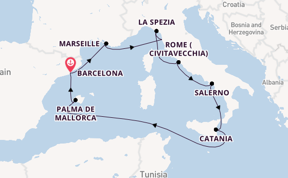 Western Mediterranean from Barcelona, Spain with the Norwegian Dawn