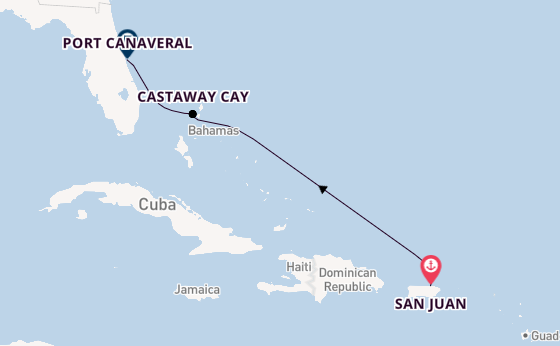 Caribbean vanaf San Juan, Puerto Rico met de Disney Dream