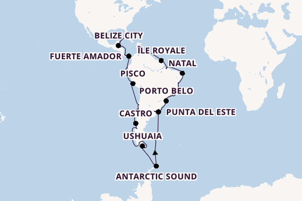 South America from Miami, Florida, USA with the Azamara Quest