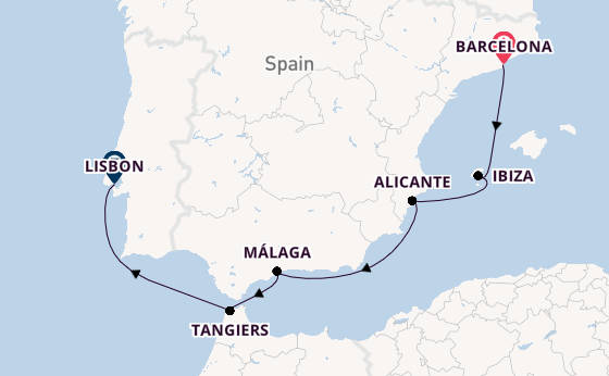 Western Mediterranean from Barcelona, Spain with the Oosterdam