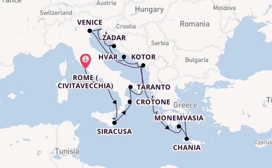 Mediterranean from Rome (Civitavecchia), Italy with the Azamara Journey