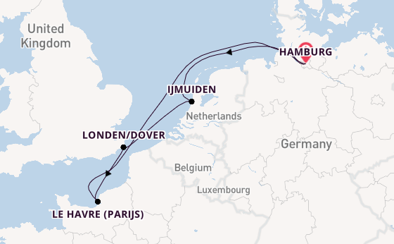 Engeland vanaf Hamburg, Duitsland met AIDAbella