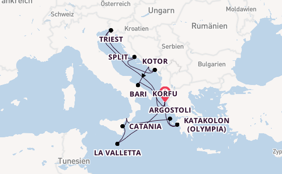 Mittelmeer ab Korfu, Griechenland auf AIDAblu