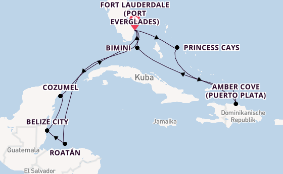 Karibik ab Fort Lauderdale (Port Everglades), USA auf der Star Princess
