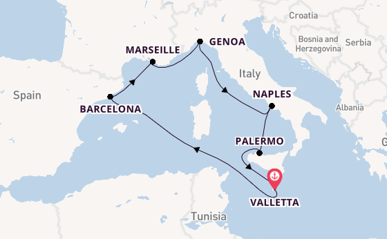Western Mediterranean from United Kingdom with the MSC Seaview
