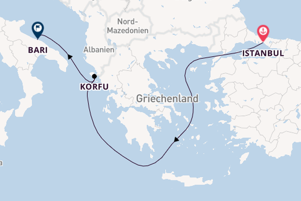 Mittelmeer ab Istanbul, Türkei auf der MSC Fantasia