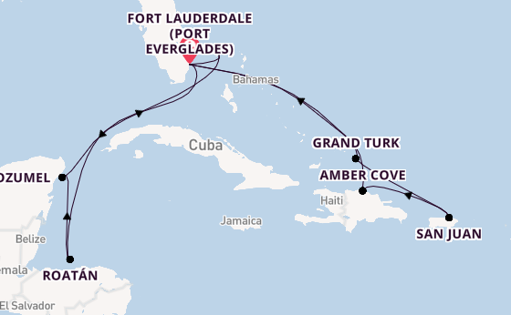 Caribbean from Fort Lauderdale (Port Everglades), Florida with the Sun Princess