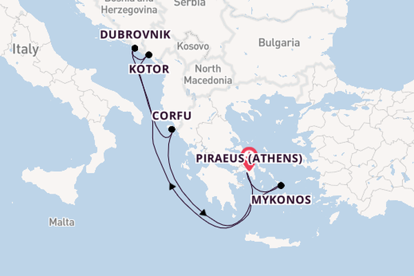 Eastern Mediterranean from Piraeus (Athens), Greece with the Scarlet Lady