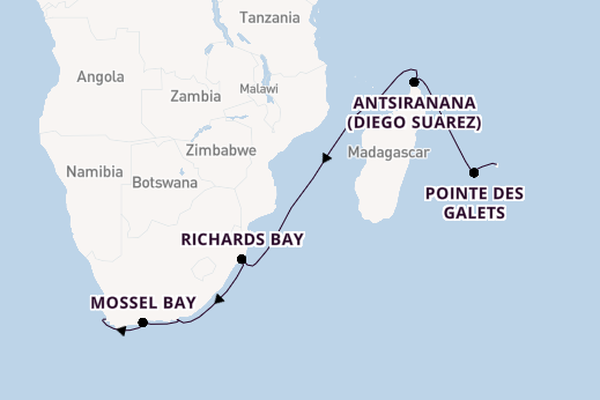 Afrika vanaf Port Louis, Mauritius met de Norwegian Sky