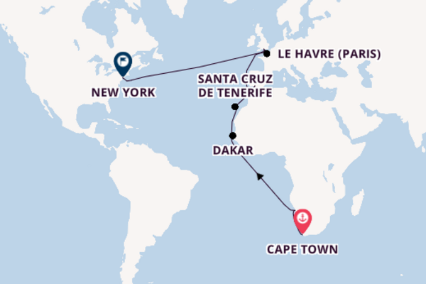 Transatlantic & Repositioning from Cape Town, South Africa with the Queen Mary 2