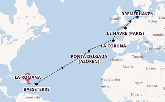 Karibik ab La Romana, Dominikanische Republik auf der Mein Schiff 1