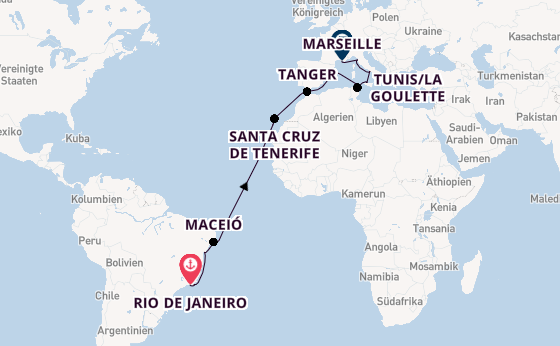 Transatlantik ab Rio de Janeiro, Brasilien auf der MSC Virtuosa
