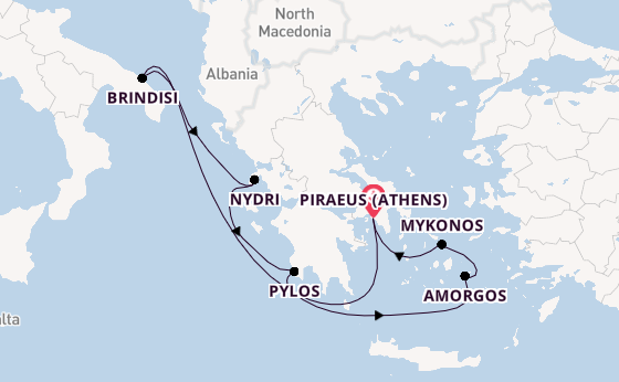 Eastern Mediterranean from Piraeus (Athens), Greece with the EXPLORA II