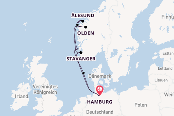 Norwegen ab Hamburg, Deutschland auf AIDAperla