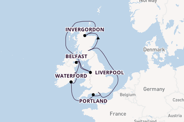 British Isles from Southampton, England with the Norwegian Sky