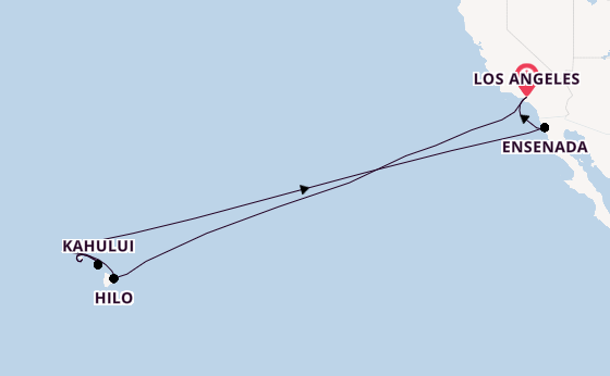 Polynesië vanaf Los Angeles, Verenigde Staten met de Crown Princess
