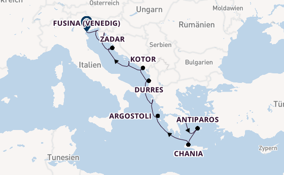Östliches Mittelmeer ab Piräus (Athen), Griechenland auf der EUROPA 2