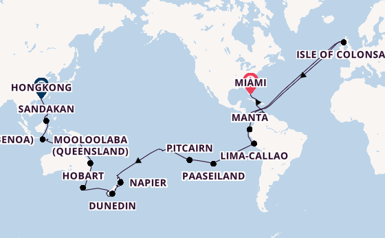 Wereldreizen vanaf Miami, Verenigde Staten met de Azamara Onward