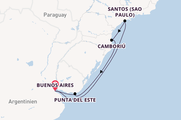 Südamerika ab Buenos Aires, Argentinien auf der MSC Seaview