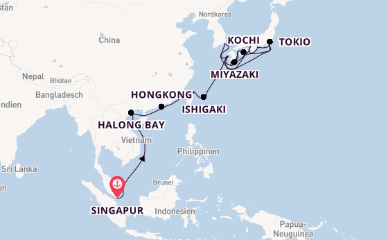 Ostasien ab Singapur, Singapur auf der Sapphire Princess