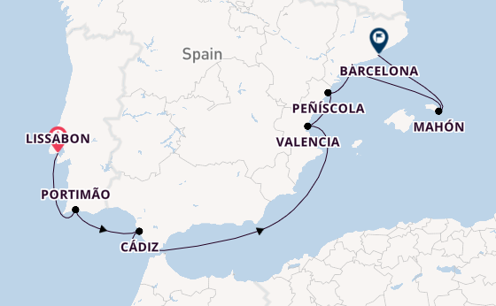 Westelijke Middellandse Zee vanaf Lissabon, Portugal met de Le Boréal
