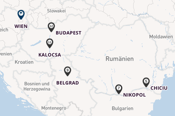Donau ab Bukarest, Rumänien auf der Amadeus Mira