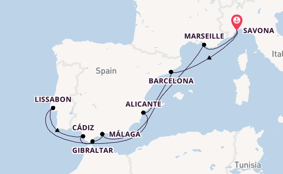 Westelijke Middellandse Zee vanaf Savona, Italië met de Costa Diadema