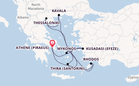Oostelijke Middellandse Zee vanaf Athene (Piraeus), Griekenland met de Celebrity Infinity